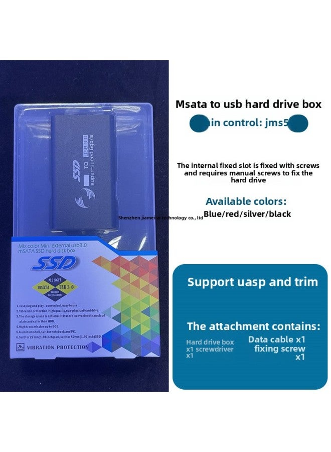 MSATA To USB3.0 Mobile Hard Disk Box MSATA Interface SSD Solid State Disk To USB3.0 Adapter Box-Color:JMS578