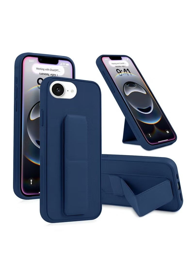 TIGER iPhone 16e 5G 2025 Hand Grip Foldable Magnetic Kickstand Wrist Strap Finger Grip with Built-In Iron Case Cover – Navy Blue, Durable Protection, Secure Grip, Adjustable Stand, Easy Access to Ports - Image 1