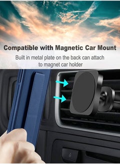 TIGER iPhone 16e 5G 2025 Hand Grip Foldable Magnetic Kickstand Wrist Strap Finger Grip with Built-In Iron Case Cover – Navy Blue, Durable Protection, Secure Grip, Adjustable Stand, Easy Access to Ports  - Image 3