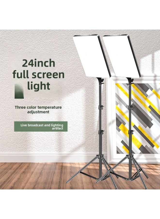 General 16 Inch 19 Inch 24 Inch Large Screen Flat Panel Lamp Photography Live Fill Light Full Screen Overhead Bracket Light Beauty Lamp-Specifications:32inch Flat Fill Light + 2.1m Thickened Tripod  - Image 2