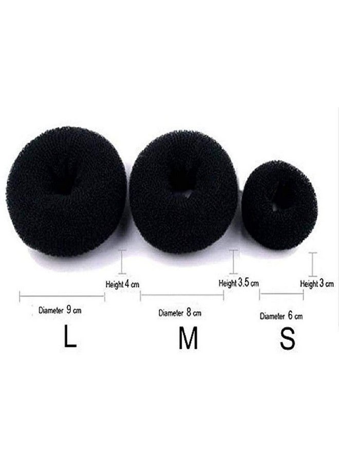 CHANDERKASH Pack of Black 6 Pcs (2small 2 medium 2 large) Bun Donuts For Bun Maker|Puff Juda Bun Shaper |Messy Bun Scrunchie - Image 2