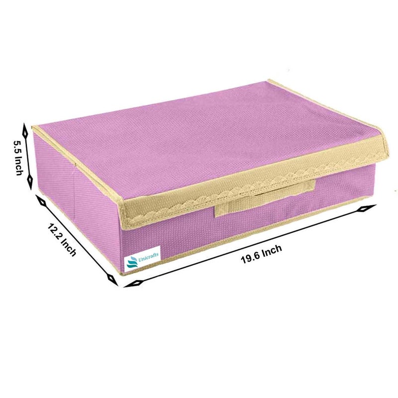 UNICRAFTS Lingerie Organizer 15 Plus 1 Compartment Cell Foldable Lingerie Storage Box With Lid Non Woven Drawer Dividers Pack of 2 1Pink 1Black - Image 2