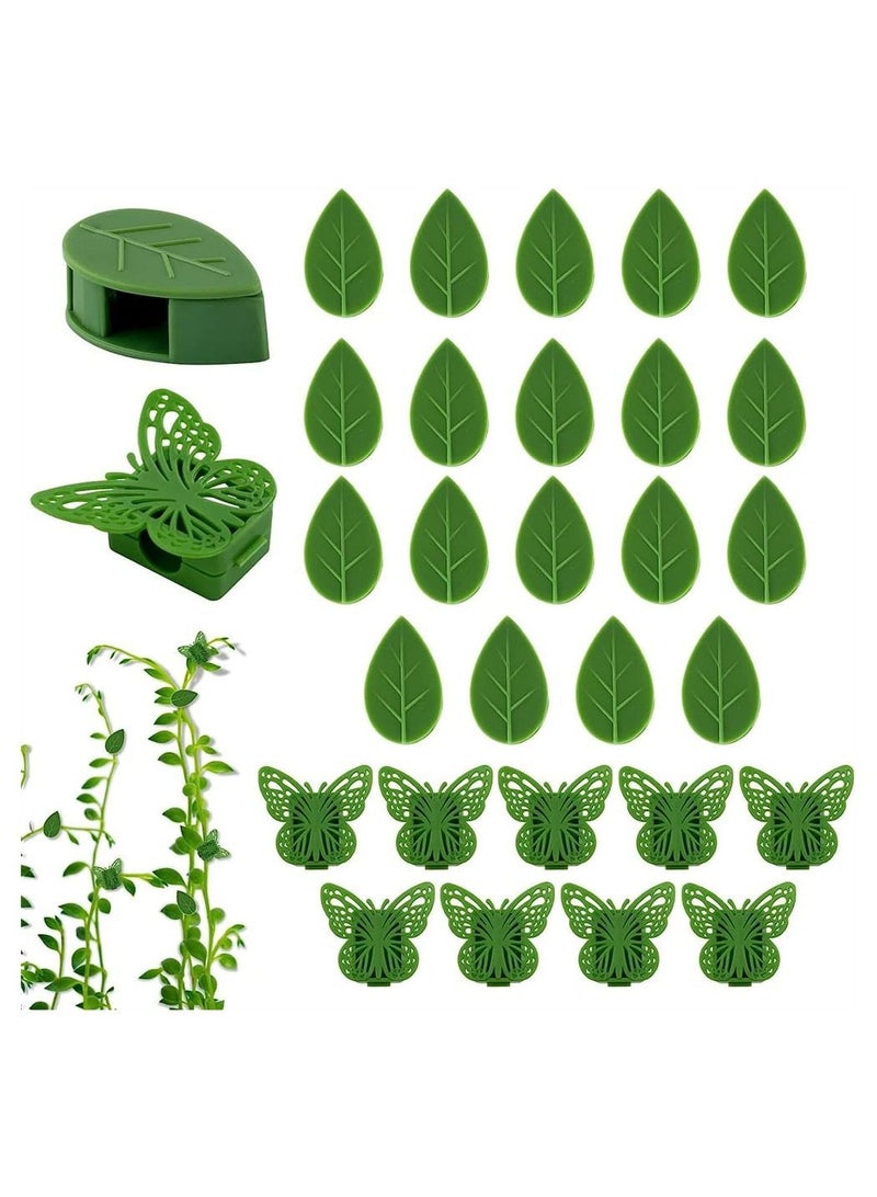 Y&D Plant Clips for Climbing, 30pcs Plastic Vine Leaf Butterfly Style Wall Fixture Clips, Invisible Self-Adhesive Hooks Plants Support Holder, Supporting Stems Grow Upright, Vines Traction - Image 1