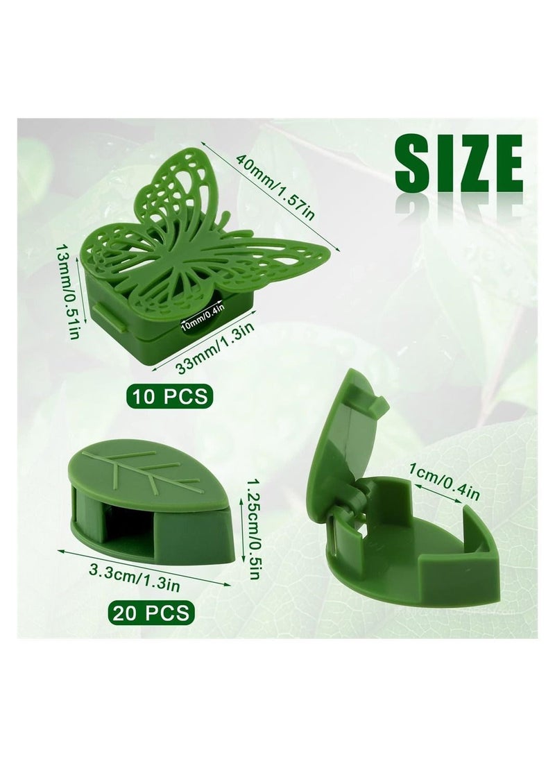 Y&D Plant Clips for Climbing, 30pcs Plastic Vine Leaf Butterfly Style Wall Fixture Clips, Invisible Self-Adhesive Hooks Plants Support Holder, Supporting Stems Grow Upright, Vines Traction - Image 3
