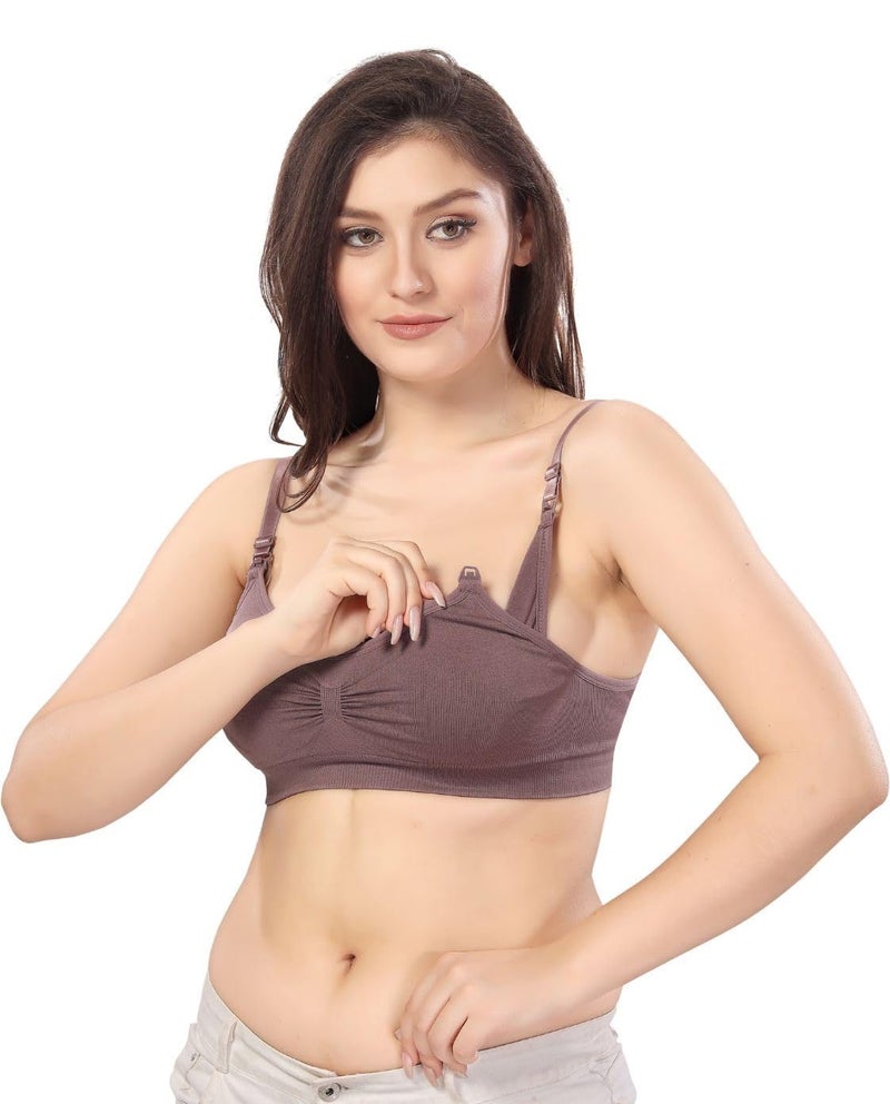 Fabme Women's Nylon Blend Wire Free Modern Nursing Padded Bra (BR0278_Purple - Image 1