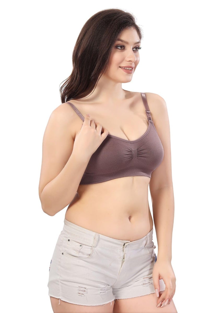 Fabme Women's Nylon Blend Wire Free Modern Nursing Padded Bra (BR0278_Purple - Image 4