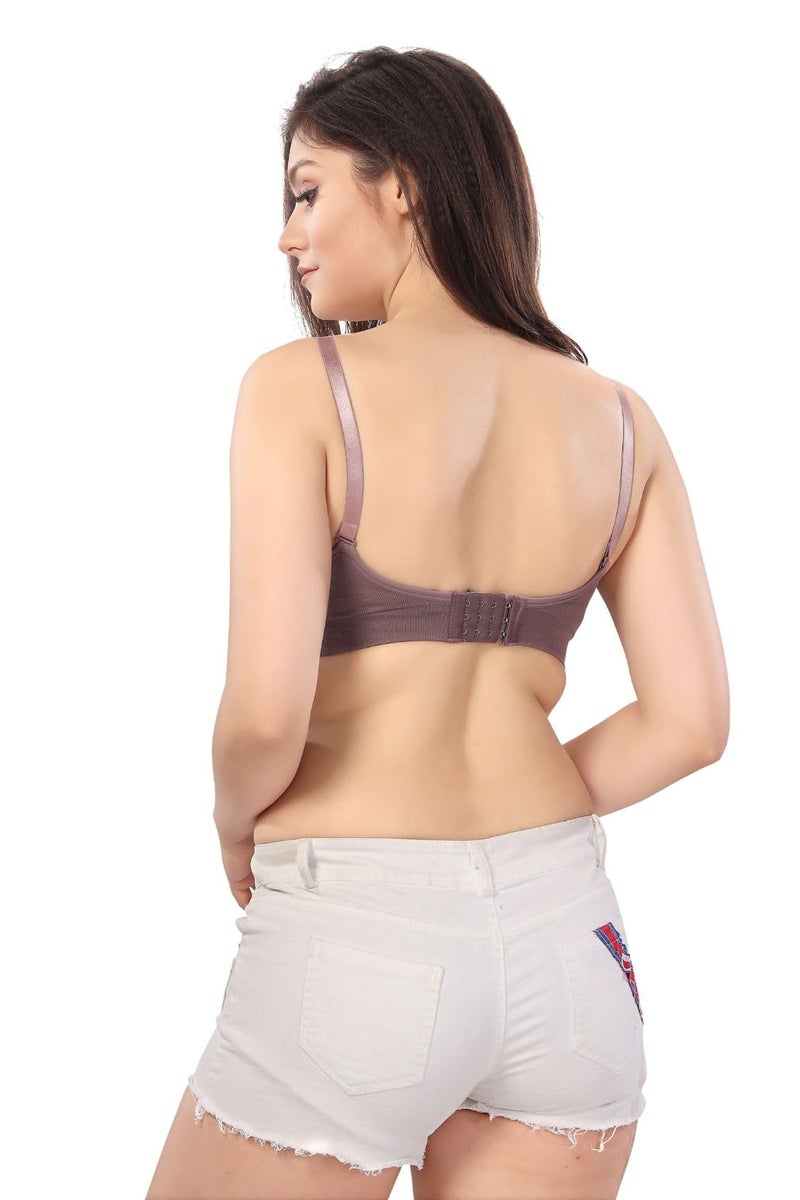 Fabme Women's Nylon Blend Wire Free Modern Nursing Padded Bra (BR0278_Purple - Image 5