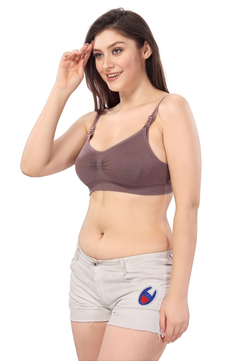 Fabme Women's Nylon Blend Wire Free Modern Nursing Padded Bra (BR0278_Purple - Image 2
