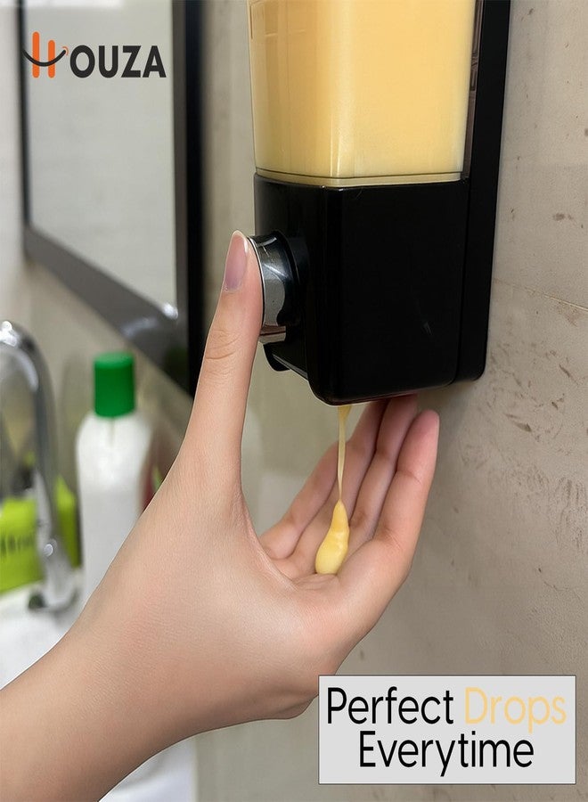 HOUZA Wall-Mounted 400ml Liquid Soap Dispenser, Non-Corrosive, Self-Adhesive, Refillable for Hand Wash, Dish Wash, Shampoo, Conditioner, Shower Gel & Bathroom/Kitchen, Transparent Plastic (Pack of 1) - Image 3