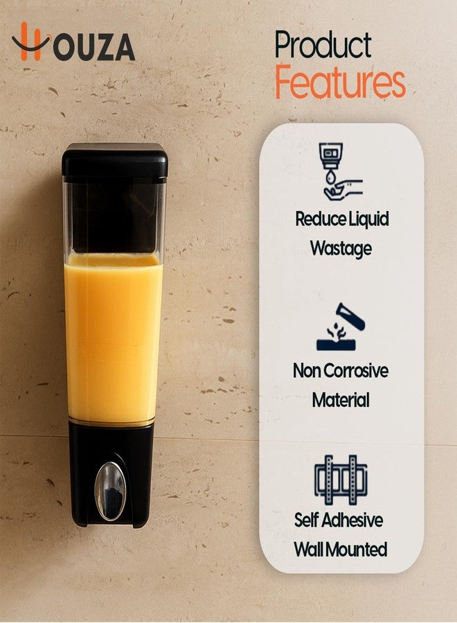 HOUZA Wall-Mounted 400ml Liquid Soap Dispenser, Non-Corrosive, Self-Adhesive, Refillable for Hand Wash, Dish Wash, Shampoo, Conditioner, Shower Gel & Bathroom/Kitchen, Transparent Plastic (Pack of 1) - Image 4