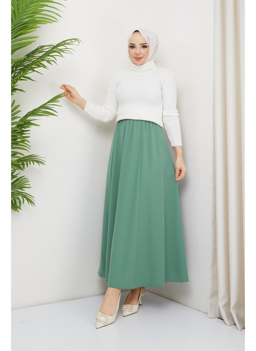 Günay Karaca Elastic Waist Sand Crepe Fabric Skirt 20231  - Image 4