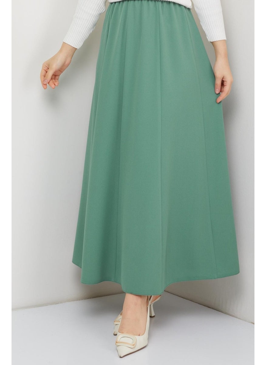 Günay Karaca Elastic Waist Sand Crepe Fabric Skirt 20231  - Image 5