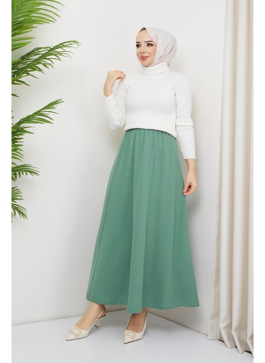 Günay Karaca Elastic Waist Sand Crepe Fabric Skirt 20231  - Image 2