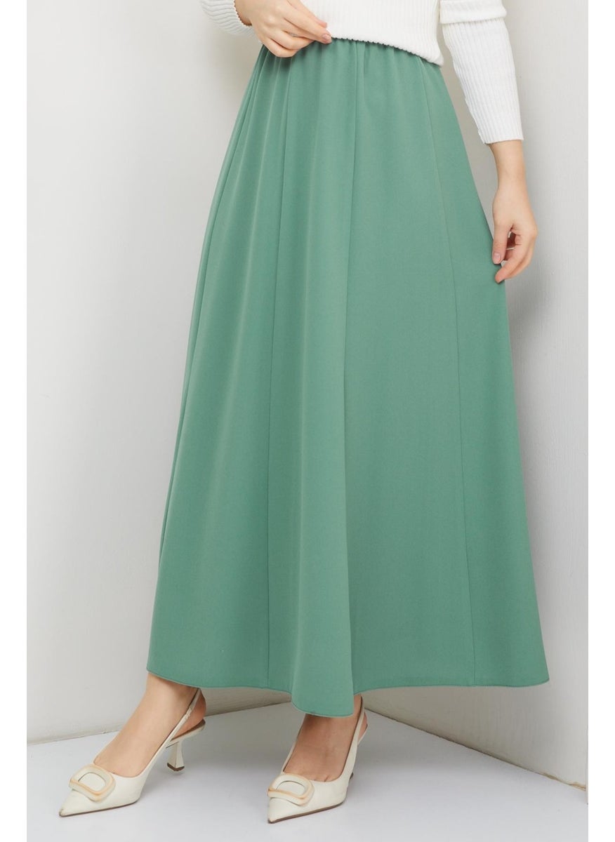 Günay Karaca Elastic Waist Sand Crepe Fabric Skirt 20231  - Image 3