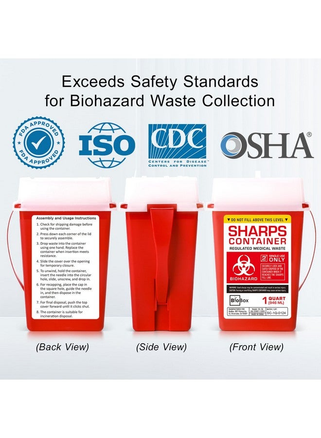 biobox Sharps Container Small - Sharps Containers for Home Use and Labs - Portable Needle Disposal and Travel Size Biohazard Bin - 1 Quart (Pack of 1) - Image 4