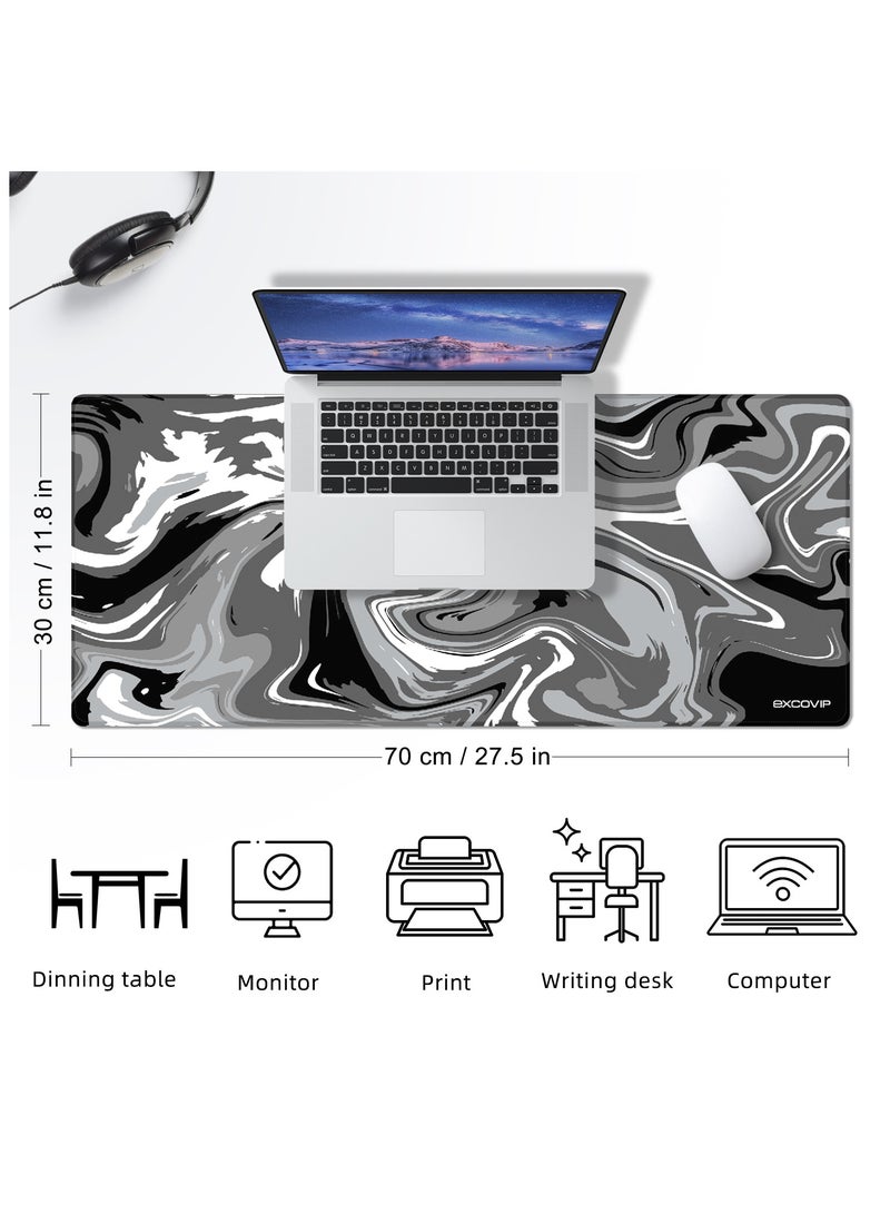 excovip Large Gaming Mouse Pad Anti-Skid Mousepad Large Keyboard Mouse Pad Desk Mat with Stitched Edges 700x300mm Grey and Black - Image 4