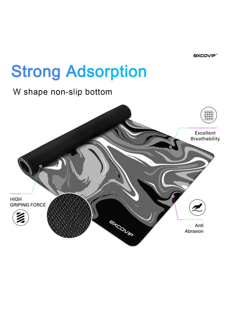 excovip Large Gaming Mouse Pad Anti-Skid Mousepad Large Keyboard Mouse Pad Desk Mat with Stitched Edges 700x300mm Grey and Black - Image 2