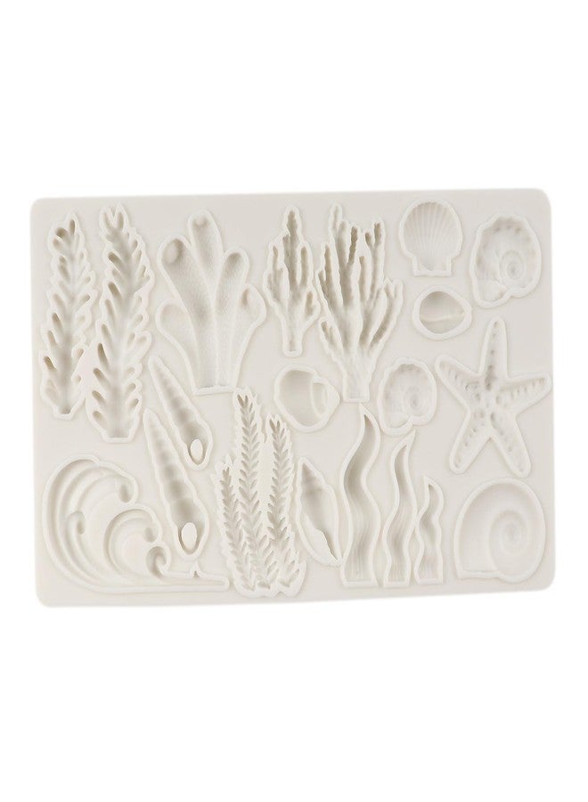 QDMOLDS قوالب سيليكون من كيو دي مولدز بتصميم بحري، على شكل أصداف بحرية، ونجم البحر، وأعشاب بحرية، وشعاب مرجانية، لتزيين الكيك والكب كيك، وصنع الحلويات، والشوكولاتة، وعجينة السكر، والطين البوليمري. - Image 4