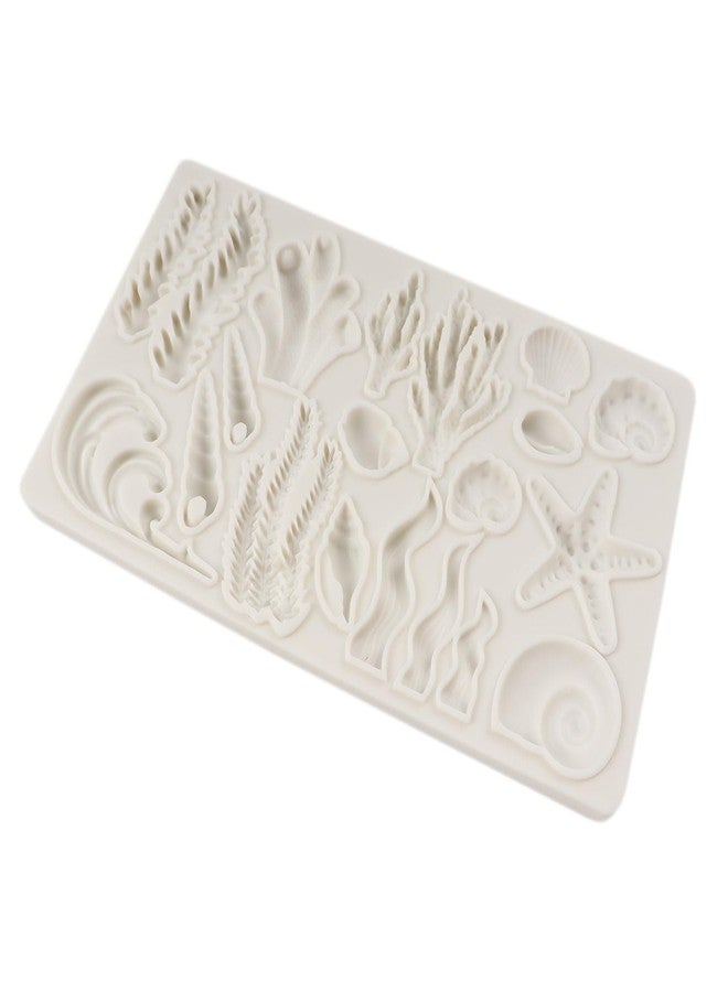 QDMOLDS قوالب سيليكون من كيو دي مولدز بتصميم بحري، على شكل أصداف بحرية، ونجم البحر، وأعشاب بحرية، وشعاب مرجانية، لتزيين الكيك والكب كيك، وصنع الحلويات، والشوكولاتة، وعجينة السكر، والطين البوليمري. - Image 5