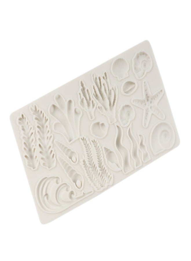 QDMOLDS قوالب سيليكون من كيو دي مولدز بتصميم بحري، على شكل أصداف بحرية، ونجم البحر، وأعشاب بحرية، وشعاب مرجانية، لتزيين الكيك والكب كيك، وصنع الحلويات، والشوكولاتة، وعجينة السكر، والطين البوليمري. - Image 3