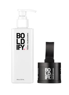 Boldify Hairline Powder (Auburn) + Shampoo: Boldify Bundle: Root Touchup Hair Loss Powder and Natural Volumizing Shampoo for Fine Hair.  - Image 1