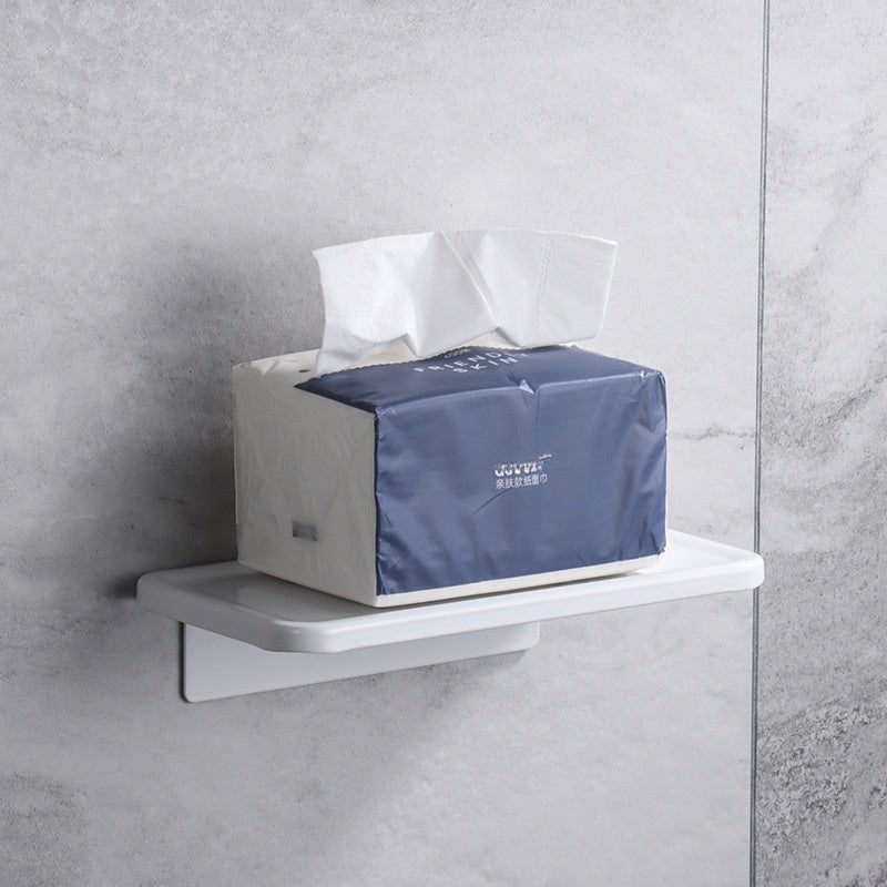 White Toilet Tissue Holer Cross-border Punch-free Bathroom Storage Mobile Phone Shelf Space Aluminum Toilet Roll Paper Holer(Aluminum Nordic mobile phone holder-G white) - Image 1