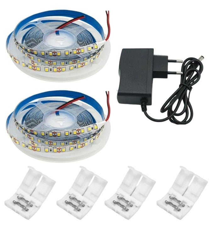 LED CUTTABLE STRIP LIGHTS SMD 2835 LED STRIP 12V 1200 LED IN 10 METER 33 FT HD LED LIGHT STRIPS IP21 3 TIMES BRIGHTNESS THAN SMD3528 LED 1 PC ADPTOR 2 CONNECTOR INCLUDED