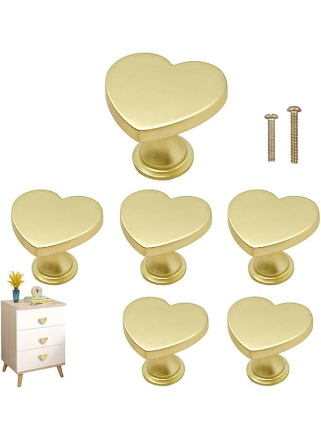 PROMASS promass Heart Shape Brass Drawer Knobs, Zinc Alloy Cabinet Pulls for Kitchen, Bathroom & Closet, Modern 6 pcs Hardware Set  - Image 1
