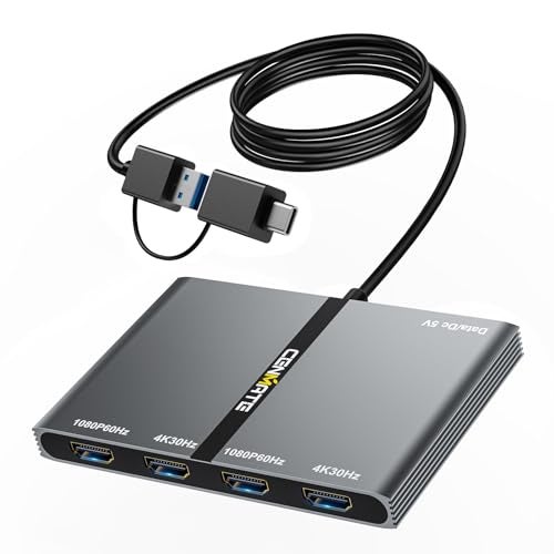 CENMATE USB A/C 3.0 to 4xHDMI Adapter Support Mirror/Extend Mode Compatible with Mac/Win,5-in-1 USB C Docking Station(4K30Hz x2+1080P60Hz x2+Type C 3.0), 4 Monitor Docking Station with 4 HDMI - Image 1