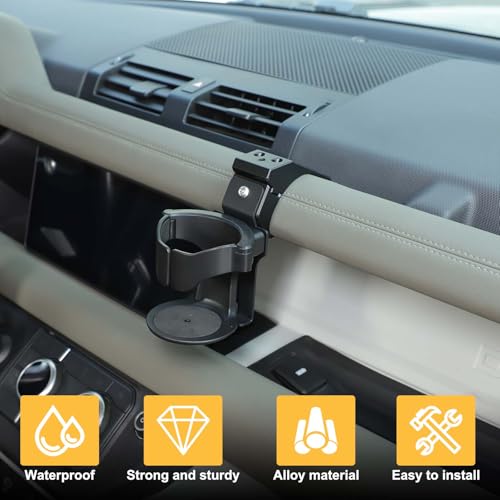 HIRUFAIT Dashboard Cup Holder Compatible with Lnd Rover Defender 90110130 20202025 Accessories Cup Holder Expander for LR Defender 2024 Black Cup Drink Holder 1Pcs Style B Dashboard - Image 3
