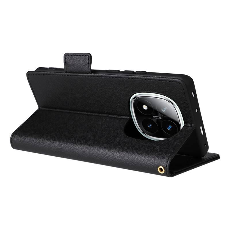 MS TPU Protective Case for Redmi Note 14 with Card Holder and Lanyard plus Kickstand plus Scratch Resistant in Black - Image 4