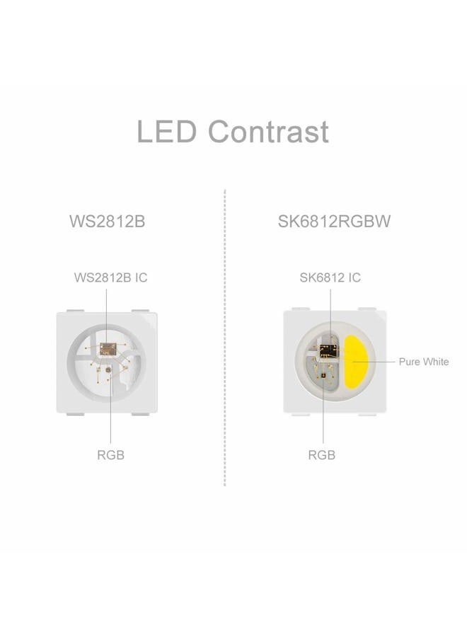 BTF-LIGHTING RGBW RGB+Cool White SK6812 (Similar WS2812B) Individually Addressable 16.4ft 60LEDs/Pixels/m Flexible 4 Colors in 1 LED Dream Color LED Strip IP30 Non-Waterproof DC5V Black PCB - Image 4