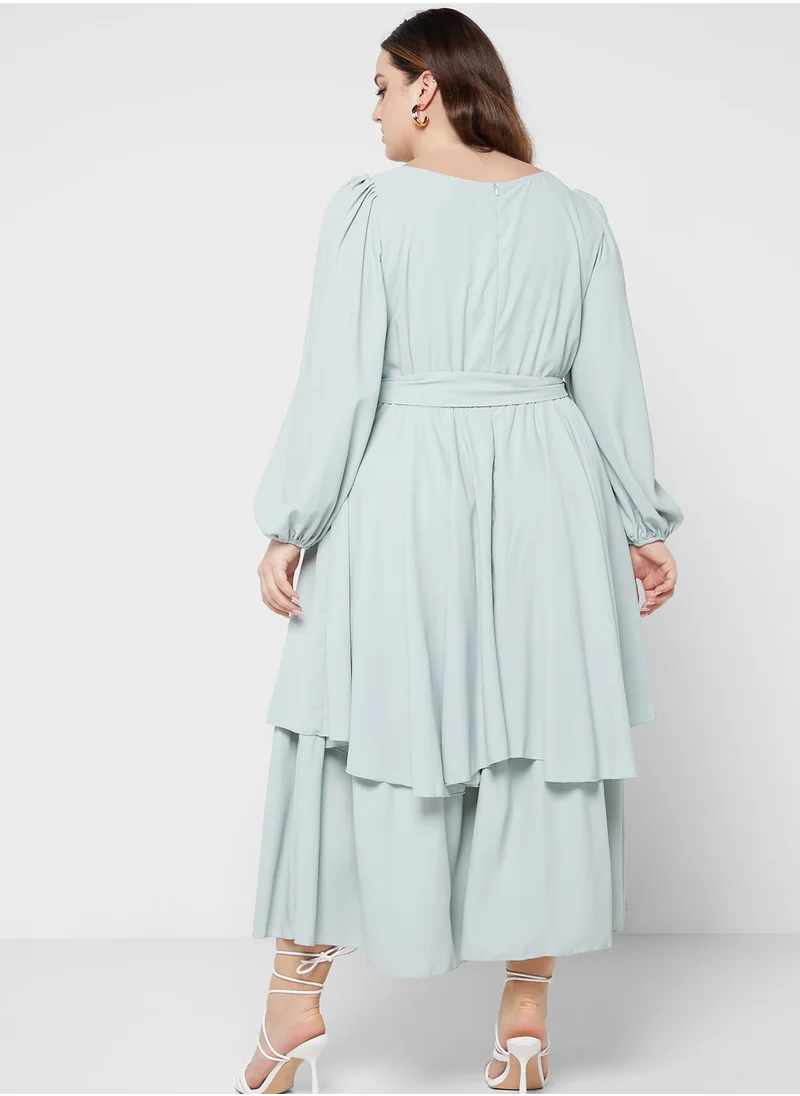 Ella Plus Layered Fit & Flare Dress