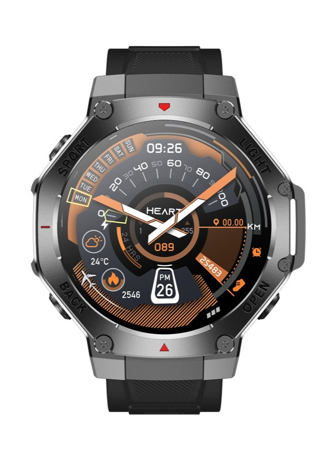 RollsTimi  Men's Smart Waterproof Sports Watch, Bluetooth Call, 1.53"Inch High-Definition Touch Screen, Multi-Dimensional Health Monitoring, With Flashlight and Compass,Long-Lasting Battery Life TR3MAX Black - Image 1