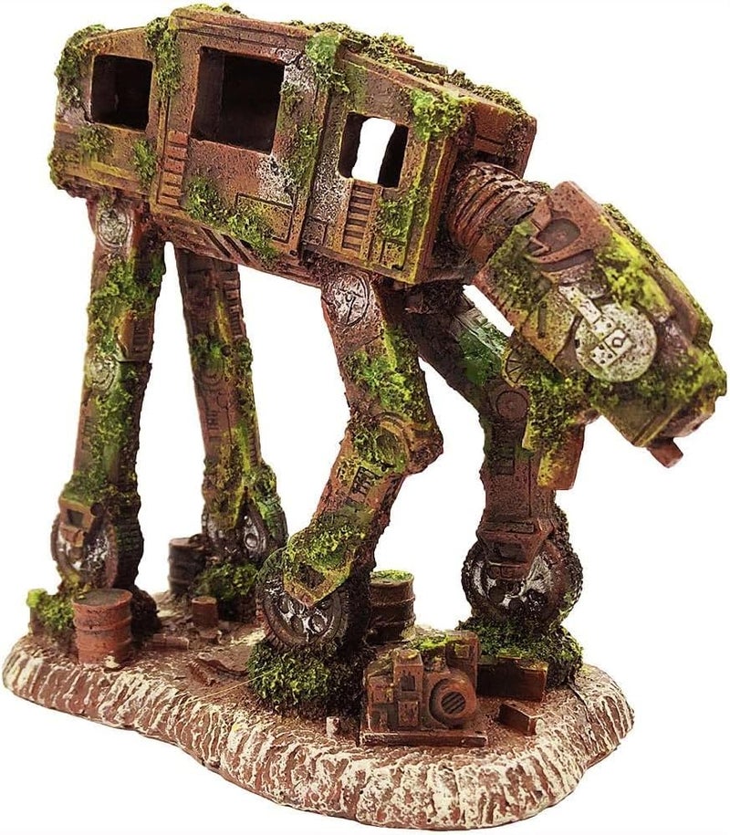 SLOCME زينة حوض السمك SLOCME من نوع AT-AT Imperial Walker (مركبة مدرعة لجميع التضاريس) - زينة من الراتنج على شكل روبوت كهف اختباء لسمكة البيتا - Image 1