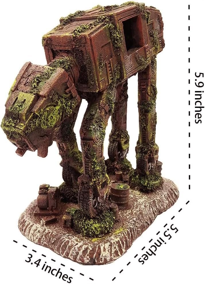 SLOCME زينة حوض السمك SLOCME من نوع AT-AT Imperial Walker (مركبة مدرعة لجميع التضاريس) - زينة من الراتنج على شكل روبوت كهف اختباء لسمكة البيتا - Image 3