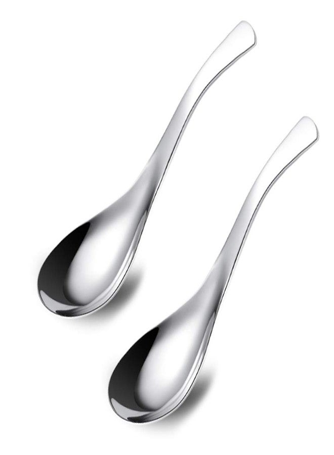ERCRYSTO Stainless Steel Soup and Coffee Spoons, Light Weight and Small Size - Perfect for Toddlers and Children (2PCS) - Image 1