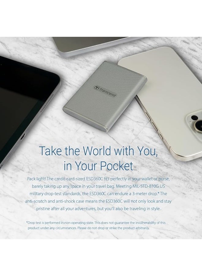 ترانسيند 11 Transcend 1TB External, Portable, Military Drop Test Certified SSD ESD360C USB 20Gbps Type C TS1TESD360C - Image 4