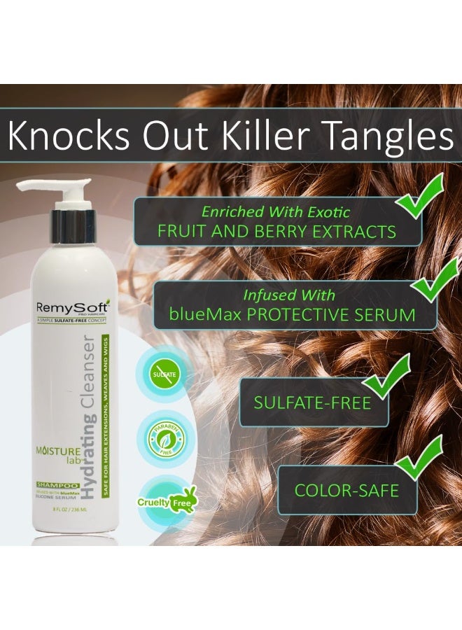 RemySoft Sulfate-Free 3-Step Detangling Kit: Hydrating Shampoo + Recovery Conditioner + Serum for Human & Synthetic Extensions Wigs Weaves Lace Fronts - Moisturelab Gentle Color-Safe Salon-Grade - Image 5