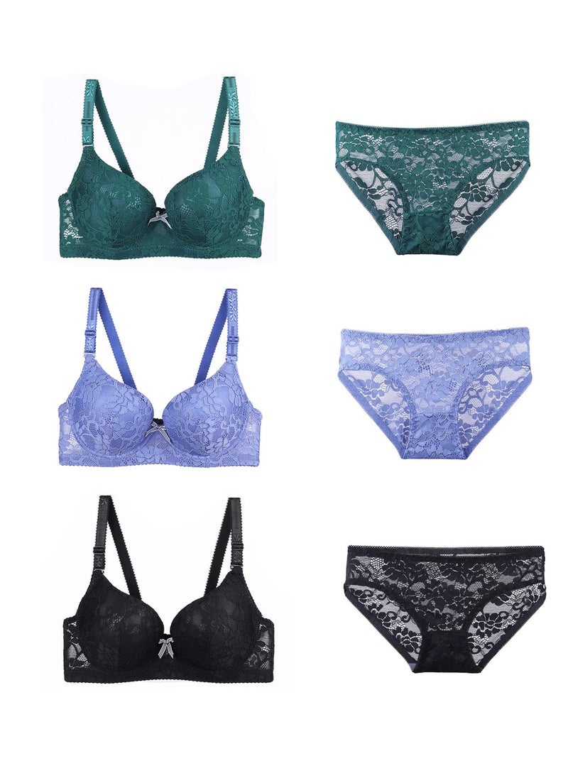 Lace Thin Women's Bra and Panties 6-piece Set  - Image 1