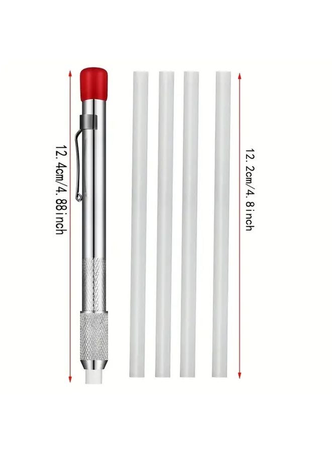 Soapstone Marker Pen Set 1pc Holder 4 Refills Aluminum Alloy For Metal Construction - Image 4