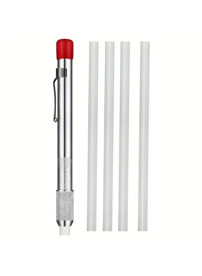 Soapstone Marker Pen Set 1pc Holder 4 Refills Aluminum Alloy For Metal Construction - Image 1