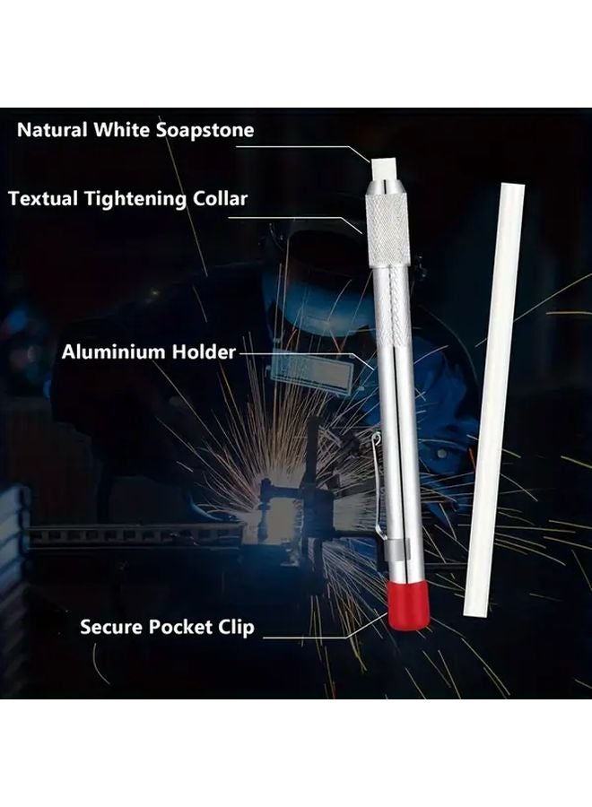 Soapstone Marker Pen Set 1pc Holder 4 Refills Aluminum Alloy For Metal Construction - Image 3