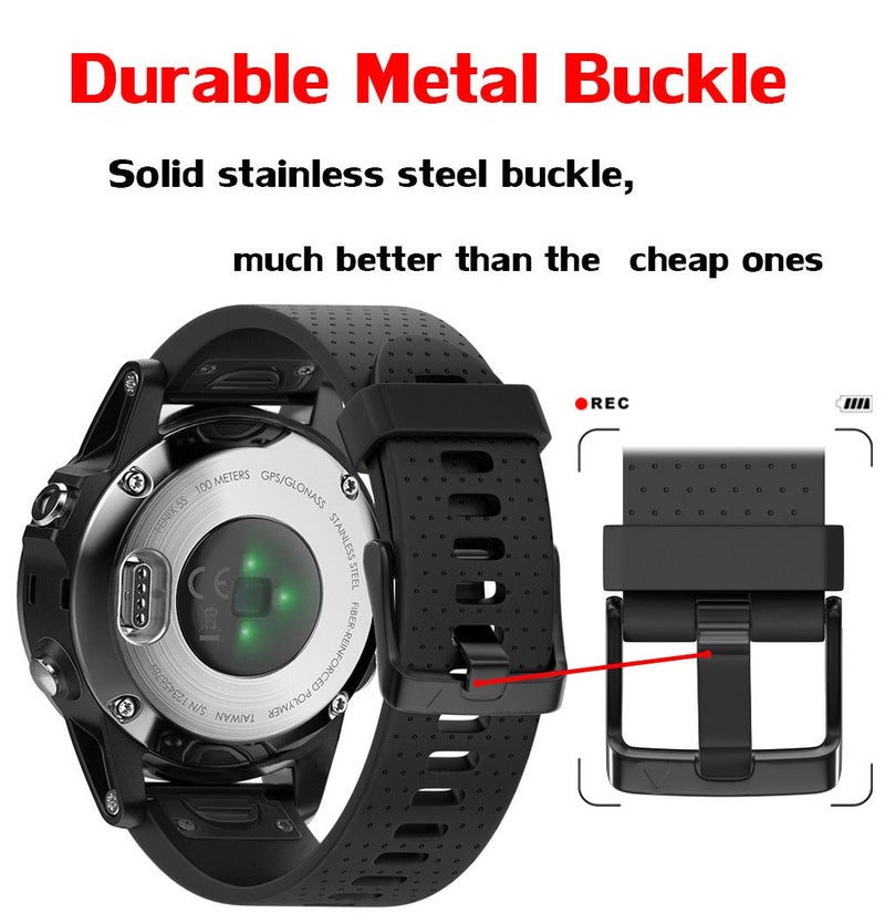 ANCOOL أشرطة ANCOOL المتوافقة مع Fenix 5S/6S/7S 20 مم سهلة التركيب بديلة لساعات Fenix 8 43 مم/5S بلس/6S برو/D2 دلتا S الذكية (أسود) - Image 4