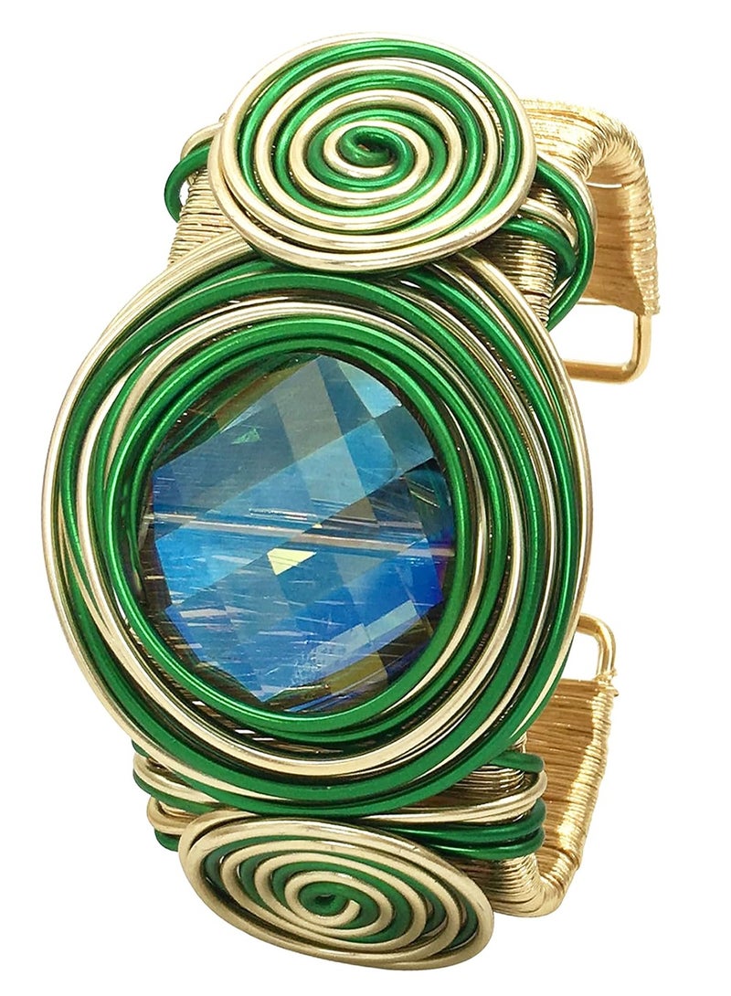 Bracelets For Women Colorful Gold Wire Wide Sparkly Rhinestone Bangle Fashion Clothes Jewelry  - Image 1