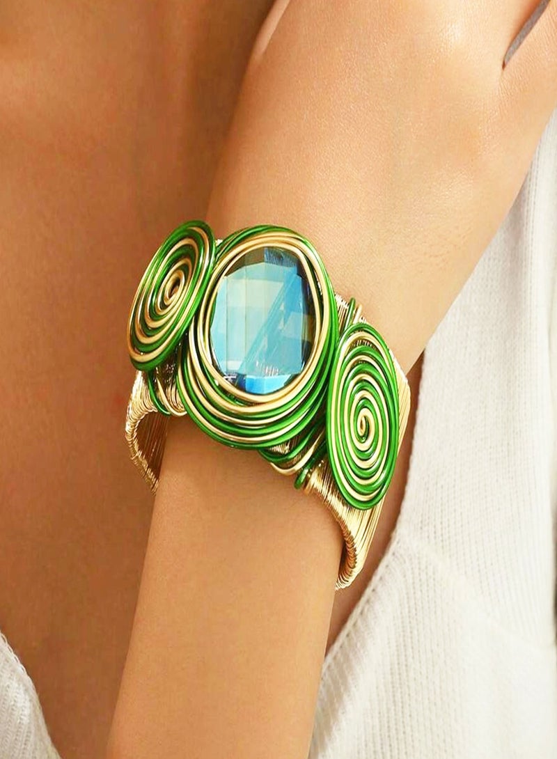 Bracelets For Women Colorful Gold Wire Wide Sparkly Rhinestone Bangle Fashion Clothes Jewelry  - Image 3