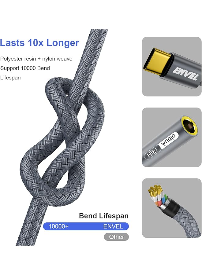 إنفيل محول سماعة رأس USB C إلى 3.5 مم أنثى من النوع C إلى كابل مقبس صوت Aux متوافق مع Samsung Galaxy S23 S22 S21 S20 Fe Ultra S20+ Plus Ipad Pro 2022 2021 2020 2018 Google Pixel 5 6 7 - Image 4