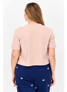 adidas Originals Women Sportswear Fit Short Sleeves Outdoors Cropped T-Shirt, Light Tan  - Image 3