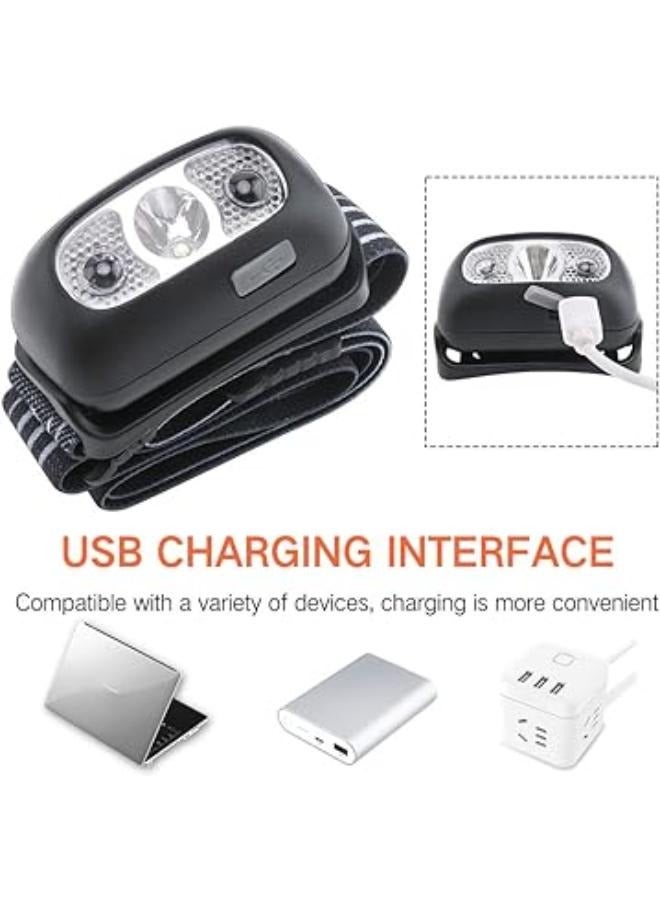 Led XPG2 500 Lumens Rechargeable Sensor LED Headlamp for Running, Cycling, Fishing, Camping, Hiking for Kids with Charging Cable - Image 2