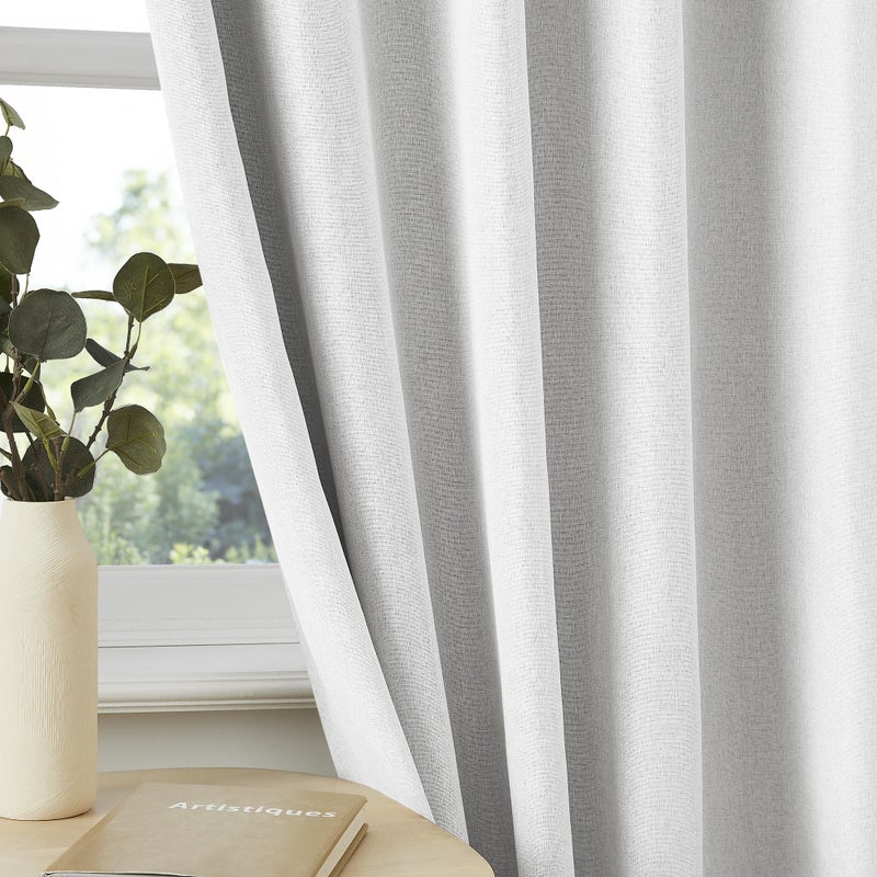 DUALIFE Greyish White Blackout Curtains  Pinch Pleated Folding Accordion Curtains with Hooks 2 Panels  Room Darkening Linen Blended Window Drapes for Bedroom 40 by 84 Inch Length 2 Burg - Image 4